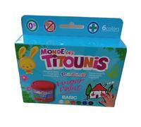 Playcolor Lot de 6 Pots de Peinture au Doigt Titounis - 40 ml. Couleurs Assorties - Finger Paint Titounis 81621