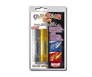 PLAYCOLOR - Metallic - Pack de 2 Gouaches solides en stick - Or + Argent - 10 g