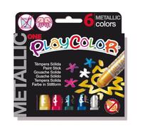 Playcolor Sticks de Peinture Gouache Solide 10g Metallic One - 6 Couleurs Assorties - 10321