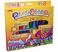 Playcolor Sticks de Peinture Gouache Solide 10g - Pack One (Basic+Metal+Fluo) - 24 Couleurs Assorties 02041