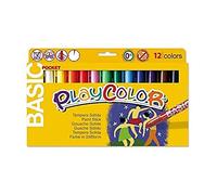 Playcolor Stylos de Peinture Gouache Solide 5g Basic Pocket - 12 Couleurs Assorties - 10521