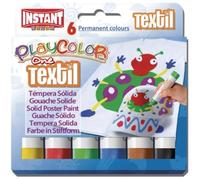 PLAYCOLOR - TEXTIL ONE - Stick de peinture gouache solide 10 g - 6 couleurs assorties