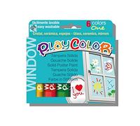 PLAYCOLOR - WINDOW ONE - Stick de peinture gouache solide 10 g pour dessiner sur vos fenêtres, baies vitrées ou toutes autres surfaces en verre, céramique ou miroir - 6 couleurs assorties
