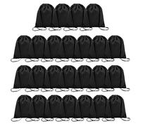Playcrate Lot de 25 sacs à dos avec cordon de serrage - Sacs cadeaux de fête et sac de sport pour salle de sport, école, voyage, Noir , 43 x 34 cm, Classique