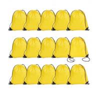 Playcrate Lot de 25 sacs à dos avec cordon de serrage - Sacs cadeaux de fête et sac de sport pour salle de sport, école, voyage, jaune, 43 x 34 cm, Classique