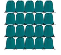 Playcrate Lot de 25 sacs à dos avec cordon de serrage - Sacs cadeaux de fête et sac de sport pour salle de sport, école, voyage, Vert, 43 x 34 cm