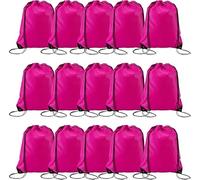 Playcrate Lot de 25 sacs à dos avec cordon de serrage - Sacs cadeaux de fête et sac de sport pour salle de sport, école, voyage, rose, 43 x 34 cm, Classique