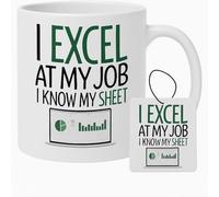 Playcrate Tasse en céramique humoristique Excel at My Job - Cadeau amusant pour papa chauve, beau-père ou quelqu'un de spécial - Comprend un désodorisant pour voiture