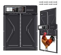 PlayDen Automatische Hühnerklappe, Aluminum Elektrische Hühnerklappe Batterie mit Wasserdicht Großes Display, Timer, Manuelle, Hühnerklappe Automatisch Hühnertür, Intelligenter Einklemmschutz