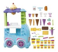 PlayDoh Camion de glace géant, Coffret Kitchen Creations, 27 accessoires, 12 pots de pâte à modeler, sons réalistes, dès 3 ans