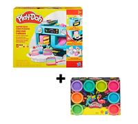 PlayDoh Ma jolie part de gâteau + Pack de 8 pots couleur fluo, four de cuisine factice et accessoires, loisirs créatifs, dès 3 ans