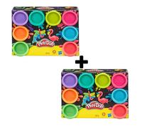 Playdoh Pack de 16 pots fluo, 2x Pack de 8 pots de 56 g de pâte à modeler couleur fluo, loisir créatif, dès 2 ans