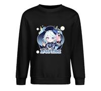 PLAYDOM Genshin Impact Furina Impression Sweat Col Rond Noir/Blanc Coton Unisexe Gaming Merch (Black-C,S)