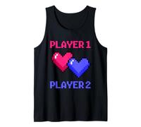 Player One Two - Rétro Gamer Couple Cœur Pixel Humour Geek Débardeur