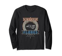 Playera Soy Mexicano y por si fuera poco Flores Nom de famille Manche Longue