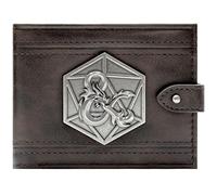 Player's Handbook Dungeons & Dragons 3D Ampersand Badge de Dés en Métal Portefeuille Bi-Fold Porte-ID & Porte-Cartes, Marron