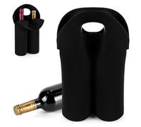 Playexen Sac à Bouteilles pour 2 Bouteilles Range Sac à Vin en Néoprène avec Poignée et Séparateurs Sac de Rangement Réutilisable Porte Bouteilles pour Vin Champagne Boissons 37 x 25 x 12 cm,Noir