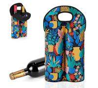 Playexen Sac à Bouteilles pour 2 Bouteilles Range Sac à Vin en Néoprène avec Poignée et Séparateurs Sac de Rangement Réutilisable Porte Bouteilles pour Vin Champagne Boissons 37 x 25 x 12 cm,Coloré
