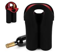 Playexen Sac à Bouteilles pour 2 Bouteilles Range Sac à Vin en Néoprène avec Poignée et Séparateurs Sac de Rangement Réutilisable Porte Bouteilles pour Vin Champagne Boissons 37 x 25 x 12 cm,Rouge