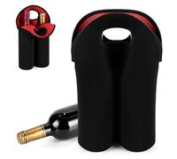 Playexen Sac à Bouteilles pour 2 Bouteilles Range Sac à Vin en Néoprène avec Séparateurs et Poignée Sac de Rangement Réutilisable Porte Bouteilles pour Vin Champagne Boissons 37 x 25 x 12 cm Rouge