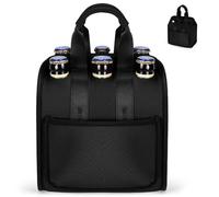 Playexen Sac à Bouteilles pour 6 Bouteilles Sac de Transport Bouteille avec Séparateurs pour Porte Bouteilles Bière Gourde Isotherme en Néoprène Réutilisable Sac Range Cadeau pour Noël Nouvel an,Noir