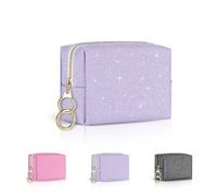 Playexen Trousse de maquillage à paillettes, trousse de toilette de voyage extra petite trousse à cosmétiques scintillante avec boucle à anneau, pochette de rangement essentielle pour le sport, les