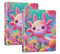 Playful Cute Axolotl Classeur à 3 anneaux Rose 3,8 cm 200 feuilles Impression artistique Portfolio Anneaux ronds 31,5 x 27 x 6 cm