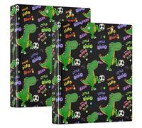 Playful Lot de 2 classeurs de ballons de football dinosaures 3,8 cm 3 anneaux pouvant contenir 200 feuilles de classeur à anneaux ronds 31,5 x 27 x 6 cm