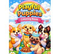 “Playful Puppies Coloring Book: An adorable dog illustration designed for kids ages 4-8. Simple line art that is easy to color and enjoyable for young children.