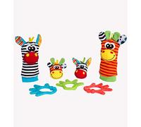 Playgro Coffret cadeau Amis de la Jungle – 7 pièces, hochets mains et chevilles, dès 0 mois 40190