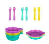 Playgro First Fun Set repas complet 3 pièces : comprend bols, assiettes et couverts pour accompagner bébé à chaque repas