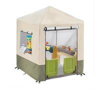 Playhaus Housse de protection en tissu Oxford 210D, housse de protection résistante aux intempéries avec fermeture éclair pour maison de jeu extérieure, coupe-vent, anti-poussière, beige, 142 x 142 x