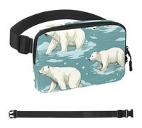 Playing Polar Bears in the Water 1563 Sac banane unisexe de style : sac banane tendance, sac à bandoulière sport fin à la mode pour jogging, randonnée, randonneur, femme, homme, multicolore, 4 x 23 x