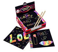 Playkidiz Kit d'art Scratchs magique - 2 outils de stylet pour enfants et adultes - Créez des cartes arc-en-ciel colorées, des notes, des images et autres Art sans encre - 100 feuilles de papier noir