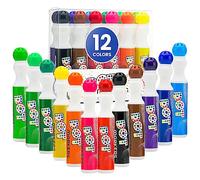 Playkidiz Marqueurs À Points Lavables Pour Les Tout-Petits, 12 Couleurs (40 Ml, 1,35 Oz), Ensemble Artistique De Marqueurs De Peinture, Tampons De Bingo Non Toxiques À Base D'eau Pour Enfants