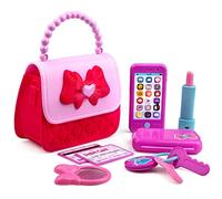 Playkidiz Princesse Mon Premier Sac à Main - Sac à Main et Accessoires de Jeu pour Enfants 8 pièces - Pretend Play Sac à Main Comprend Un téléphone et Un Sac avec lumières et Son