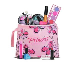 Playkidz My First Princesse Lavable Véritable Ensemble de Maquillage, avec Design Floral Cosmétique Sac, Enfant