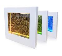 Playlearn Lampe sensorielle carrée remplie de paillettes pour chambre d'enfant - Lumière infinie à LED à changement de couleur - Portable - Fonctionnement USB - Pour table de chevet - Décoration