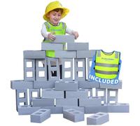 Playlearn Lot de 20 blocs de construction en mousse pour enfants - Gris - Taille réelle
