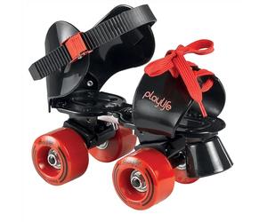 Playlife Sugar 880179 Patins à roulettes réglables pour Enfants, Roues 54 mm/80 A, roulement à Billes ABEC 5, Noir/Rouge