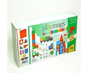 Playmags 150 + 18 Piece Set: Now With Stronger Magnets, Sturdy, Super Durable With Vivid Clear Color Tiles. 18 Piece Clickins Accessories To Enhance Your Creativity
