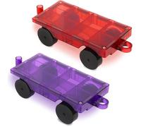 Playmags 2pcs Voiture Set : Aimants Puissants, Jouet STEM Enfants, Compatible Tuiles Magnétiques, Solide et Coloré