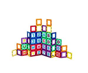 Playmags 36 pièces de Construction magnétique Set Tiles: Kit pédagogique Clickins Inclure 18 magnétique de Windows et 18 Lettres et Chiffres - Créativité & Stimule Le développement du Cerveau