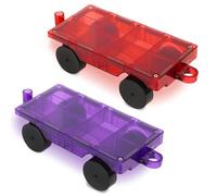 Playmags Ensemble de Voiture 2 pièces : aimants Plus puissants, Jouets STEM pour Enfants, à Utiliser avec Toutes Les tuiles et Blocs magnétiques, Robuste, Durable avec des tuiles de Couleurs Vives