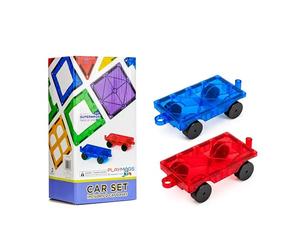 Playmags Ensemble de Voiture 2 pièces : aimants Plus puissants, Jouets STEM pour Enfants, à Utiliser avec Toutes Les tuiles et Blocs magnétiques, Robuste, Durable avec des tuiles de Couleurs Vives