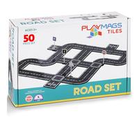 Playmags Jeu De 50 Jouets Magnétiques STEM pour Enfants À Partir De 3 Ans - Jeu Éducatif avec Piste De Voiture - Blocs De Construction - Jouets Magnétiques pour Tout-Petits