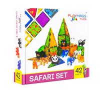 Playmags Jeu de Construction magnétique Safari Animaux pour Enfants - 42 pièces | Blocs à empiler et à Construire pour Les Tout-Petits | Jouet éducatif STEM et Figurines d'animaux de la Jungle