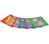 PlayMais 160201 'MOSAIC' Card Set LITTLE FRIENDS, cartes à coller, multicolores, 6 pièces (1 set)