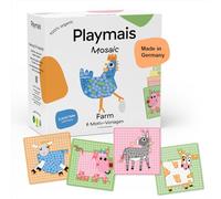 Playmais Mosaic Farm | 2300 Playmais Teile | Bastelset | natürliches Spielzeug | Schwämmchen, 6 Motiv-Vorlagen