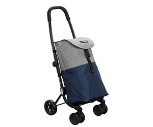 Playmarket Panier Pliable Playmarket Go Four, Quatre Roues, Bleu et Gris